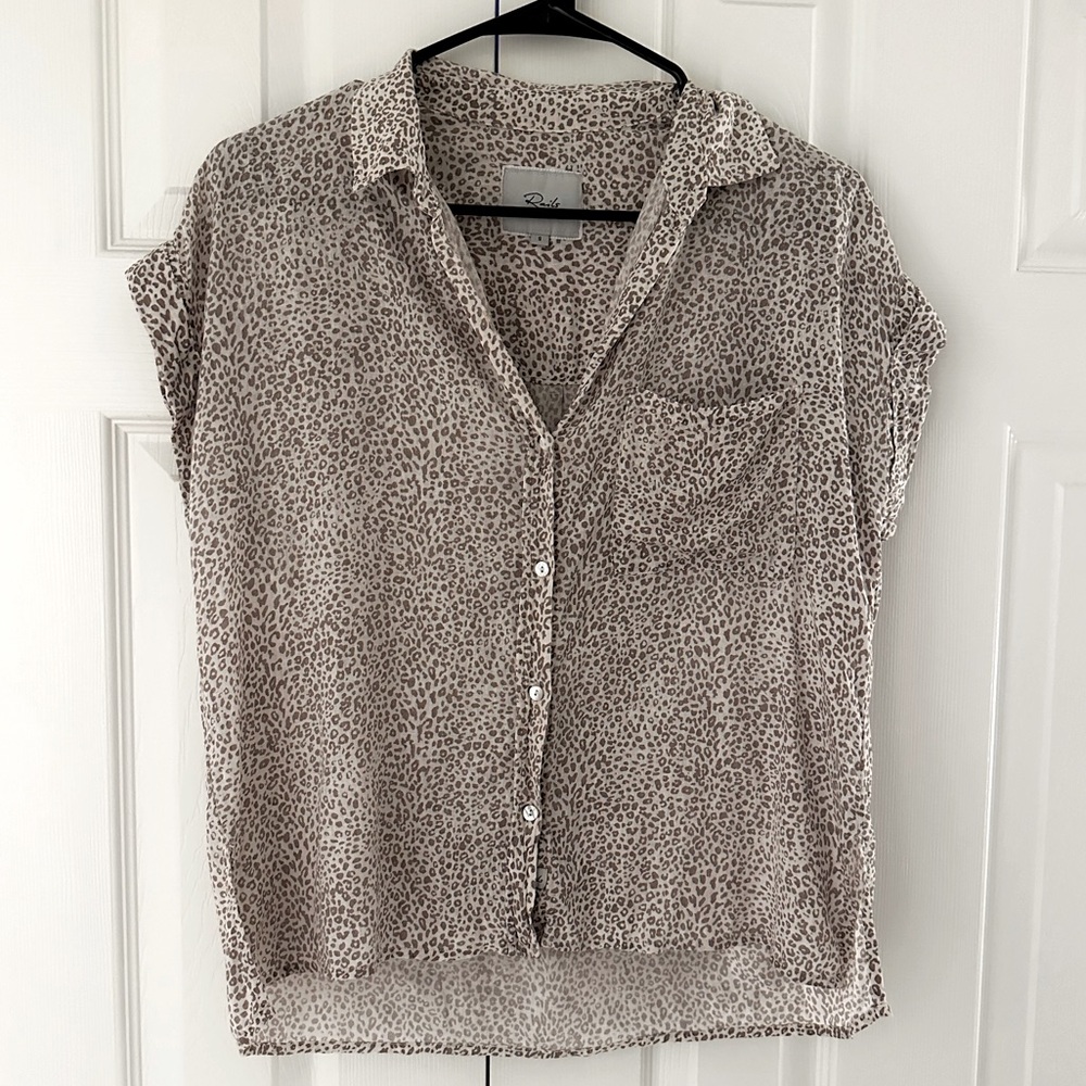 Rails. Linen Ivory Animal Print Button Down Shirt S